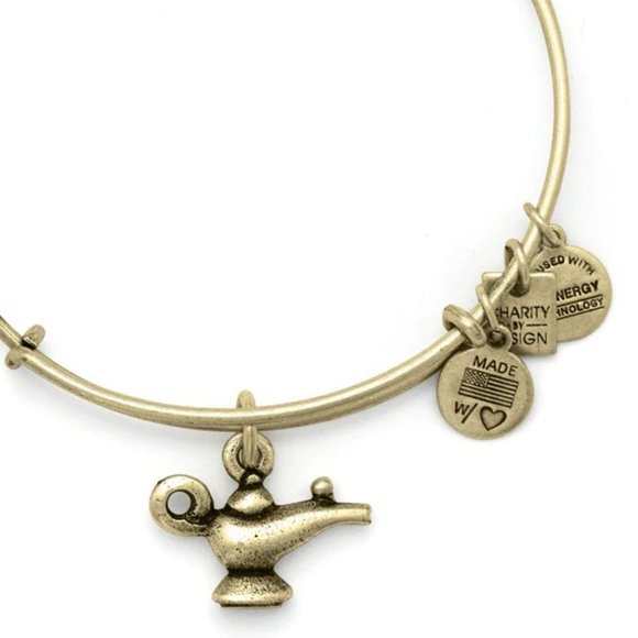 NWT New Alex and Ani Lamp Of Light Charm Bangle Rafaelian Gold